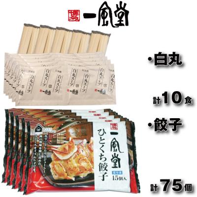 ふるさと納税 新宮町 【一風堂】白丸ラー麦麺10食とひとくち餃子5袋セット【豚骨ラーメン】.AF168 |  | 01