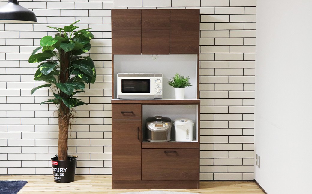 
            きざし90オープン NA・BR オープンボード キッチン収納 強化紙 ポリ板 モイス 木目調 ブラックスチールハンドル 食器 食品 2口コンセント レンジ ポット 炊飯器 シンプル 日本製 家具 インテリア 福岡県 柳川市 送料無料
          