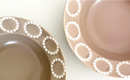 【波佐見焼】サークルリング カフェオレ・桜シフォン ボウル 中 2点セット 食器 皿 【陶芸ゆたか】 [VA104]  波佐見焼