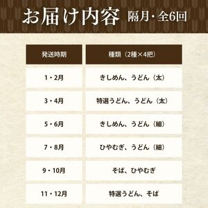【6カ月隔月定期便 ﾚﾀｰﾊﾟｯｸ】一里塚うどん 8把ｾｯﾄ 偶数月（2/4/6/8/10/12）発送 | うどん 特選うどん 太めん きしめん 細めん 冷麦 そば うどん 乾麺 うどん 乾麺 うどん