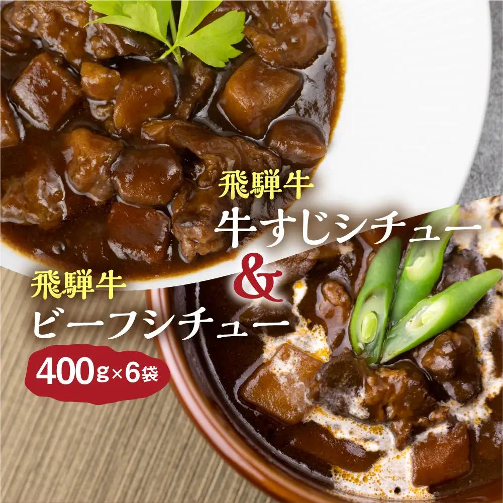 飛騨牛シチュー＆飛騨牛すじシチュー（400ｇ × 各3袋） | レトルト 飛騨牛すじ  DC017