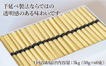 【定期便 12回】手延べパスタ 3kg （50g×60束）パスタ / 池田製麺工房 [SDA019]