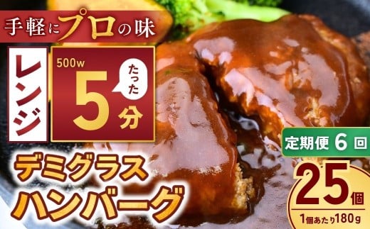 【定期便6回】本格デミグラス ハンバーグ 180g×25個 計4.5kg | 冷凍 小分け ハンバーグ はんばーぐ デミグラスソース 牛 豚 惣菜 レンジ レンチン 湯煎 温めるだけ 簡単調理 小分け 茨城県 龍ケ崎市