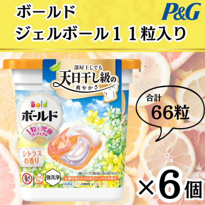 
            ボールド洗濯洗剤ジェルボール4D　心弾けるシトラス&ヴァーべナの香り11粒入り×6個(合計66粒)【1610088】
          