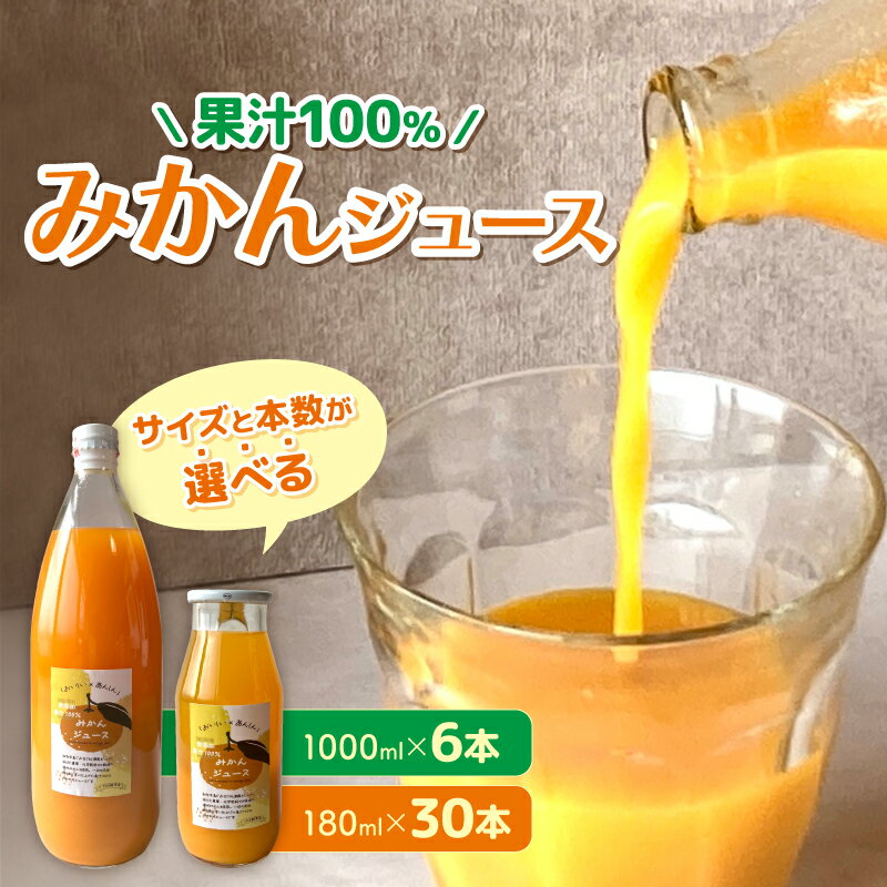 【ふるさと納税】果汁100％ みかんジュース 1000ml × 6本 180ml × 30本 選べる 無農薬 無添加 濃厚 みかん ジュース 炭酸 清涼飲料水 ミカン 夏 蜜柑 炭酸ジュース みかん ジュース ふるさと納税みかんジュース くらしを耕す会 愛知県 南知多町 人気 おすすめ