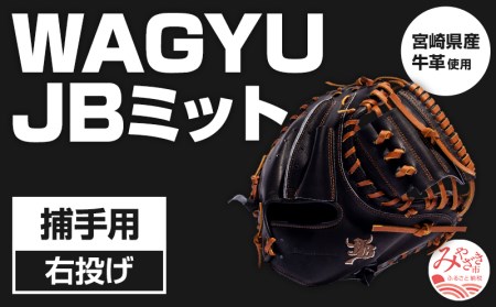 宮崎県産牛革使用 WAGYU JB ミット 硬式用 捕手用 JB-002N(ブラック/右投げ用)