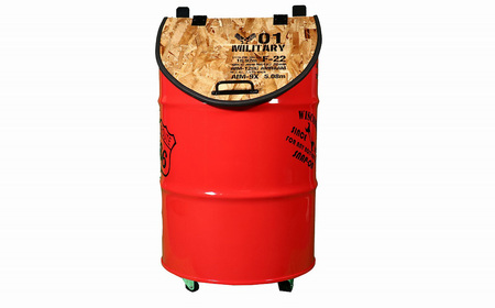 No.347-01 【大容量屋外用】SDGｓタテガタ トラッシュボックス　RED ／ ゴミ箱 大容量 屋外 SDGs トラッシュボックス 大型 大きいサイズ キャスター付き ドラム缶 おしゃれ インダ