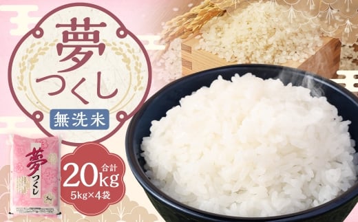【令和7年産】 無洗米 食味鑑定士厳選 夢つくし 20kg（5kg×4袋） 米 こめ コメ お米 精米 単一原料米 ごはん ご飯 ライス おにぎり