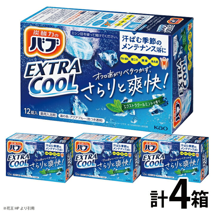 【ふるさと納税】花王 バブ エクストラクール エクストラクールミントの香り 12錠入り×4箱 入浴剤 炭酸 東北 山形県 酒田市 庄内 セット 詰合せ 単品