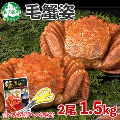 ふるさと納税 弟子屈町 毛蟹 姿 2尾 計1.5kg前後 ボイル 食べ方ガイド・専用ハサミ付 北海道 弟子屈町 3336