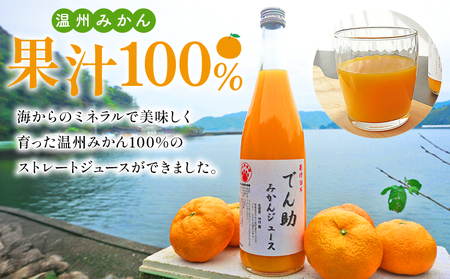 ＜果汁100％ でん助みかんジュース 720ml×3本セット＞ ストレートジュース ドリンク オレンジジュース みかん ミカン 蜜柑 果物 くだもの フルーツ 柑橘 温州みかん ウンシュウミカン でん