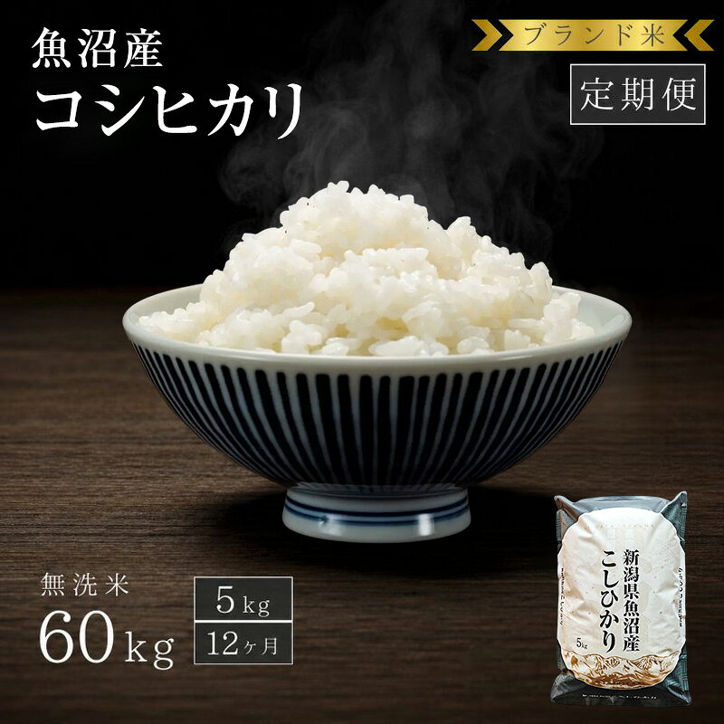 【ふるさと納税】【定期便：無洗米5kg×12ヶ月】ブランド米 魚沼産コシヒカリ お米 12ヶ月連続お届け 　お届け：寄附入金確認後の翌月より発送