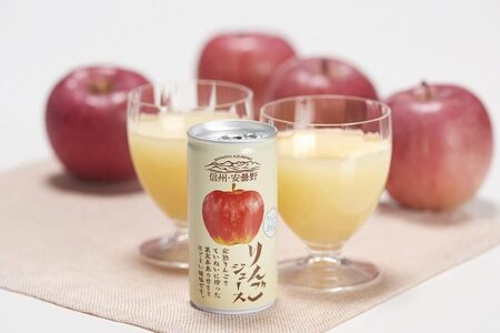 【定期便6回】果汁 100 ストレート 信州・安曇野りんごジュース 190g×30本 