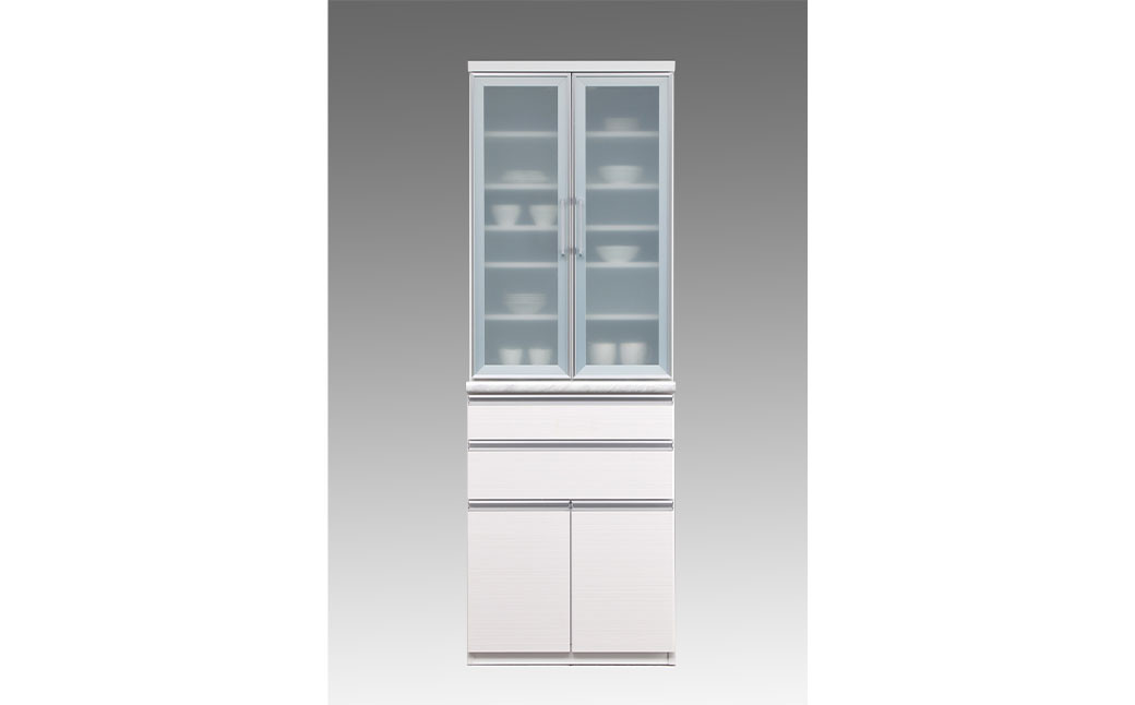 
            食器棚 ルシエル 70DB【白柾目・キングウッド】 幅70cm ダイニングボード 完成品 キッチン収納 スリム キッチンボード
          