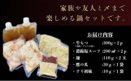 【2025年5月配送】5～6人前 国産牛モツ入り 絶品塩もつ鍋（600g）