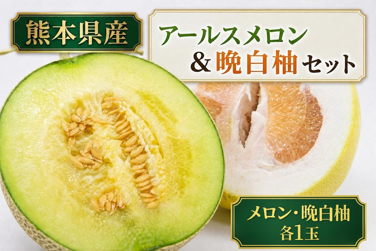 
                  アールスメロン1玉 ＆ 晩白柚1玉 セット くだもの 果物 フルーツ 甘み 国産 熊本県産 果実 果汁 果肉 アールスメロン メロン 晩白柚 柑橘 大玉 【 2026年12月上旬発送開始 】
                