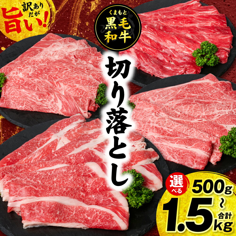 【ふるさと納税】【訳あり】くまもと黒毛和牛 切り落とし 【選べる内容量】 500g 1kg 1.5kg 牛肉 肉 和牛 黒毛和牛 ブランド牛 牛丼 肉じゃが 国産 訳あり 小分け 熊本県 八代市 送料無料