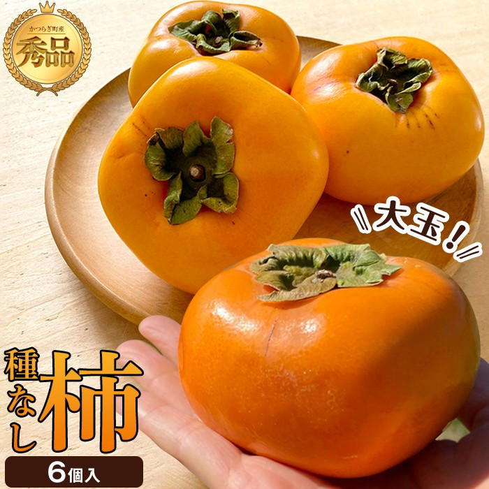 柿(種無し) 6個入 秀品大玉［2026年9月末頃より発送］［KT1］  	XN90001