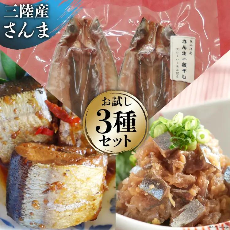 さんま お試し セット 2 なめろう 100g×2 & 甘露煮 180g & 一夜干し 2枚入 [ひまわり食品 宮城県 気仙沼市 20563832]