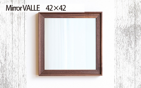 
No.614 府中市の家具　Mirror VALLE　42×42 ／ 木製 鏡 ミラー インテリア 広島県
