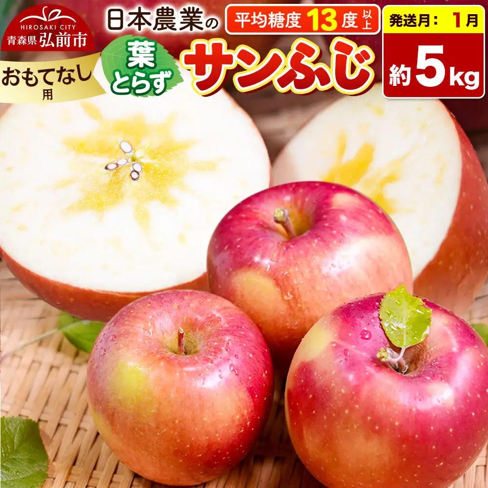【27年1月発送】りんご 葉とらずサンふじ 【おもてなし用】 約5kg 平均糖度13度以上 青森県産