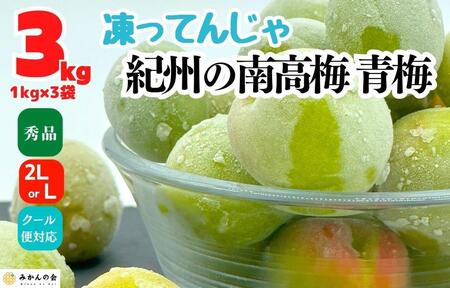 【2025年7月上旬～出荷予定】梅 冷凍 青梅 南高梅 3kg ( 1kg × 3袋 ) 秀品 2L or Lサイズ 和歌山県産 紀州有田  【みかんの会】