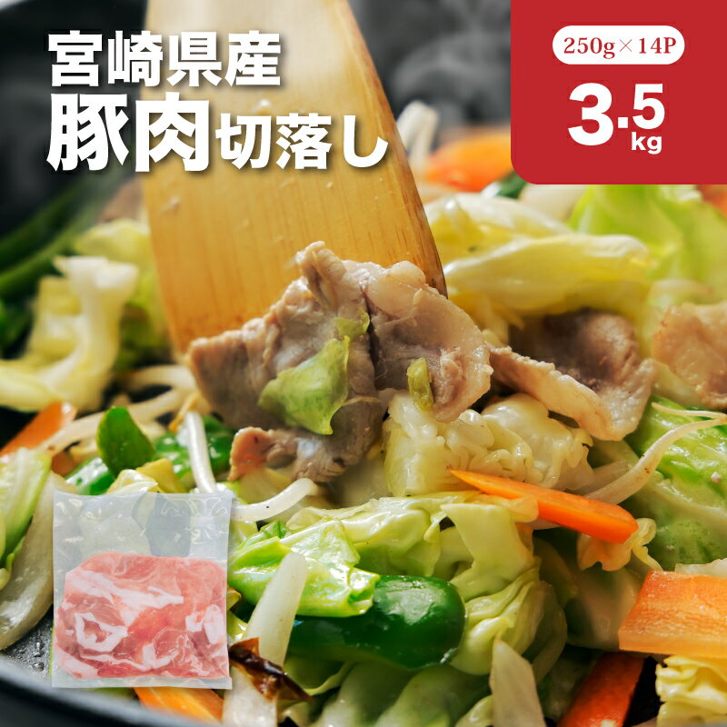 【ふるさと納税】宮崎県産豚肉切落し3.5kgセット - 豚肉 切り落とし 小分け 真空パック 生姜焼き/焼きそば/肉じゃが お弁当・1食分にピッタリサイズ 1袋250g 14パック 大容量 ジューシー 柔らかい 上質な脂 上品な味わい 冷凍配送 送料無料 【宮崎県木城町】