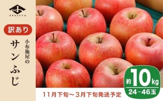 
                  【訳あり】 サンふじ 約10kg 24～46玉 ［小布施屋］ りんご 林檎 リンゴ 不揃い 規格外 果物 フルーツ 生産者応援 支援 家庭用 令和8年産 【2026年11月下旬～2027年3月下旬発送】 ［B-6］
                