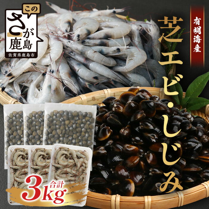 【ふるさと納税】【緊急支援品】冷凍 芝エビ (1.5kg) シジミ (1.5kg) セット 合計3kg 真エビ 急速冷凍 活き締め 芝海老 えび 海老 しじみ 砂抜き済 魚貝類 海鮮 貝 佐賀県 鹿島市 国産 詰め合わせ 送料無料 B-392