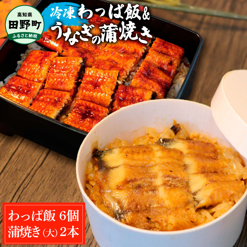 
                  【ふるさと納税】★四国一小さなまち★ わっぱ飯6個+うなぎの蒲焼き(大)2尾 鰻 ウナギ お弁当 ご飯 ごはん めし わっぱめし かば焼き 無頭 タレ付き 山椒付き ふっくら 美味しい 手軽 簡単 レンジ お取り寄せ 冷凍 配送 高知県 田野町 ふるさとのうぜい 故郷納税 返礼品
                