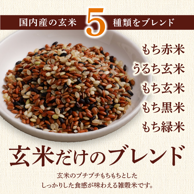 【隔月6回　定期便】国内産 五種玄氣米 250g×6個 1500g×6回_国内産 五種玄氣米 250g×6個 お届け回数 6回 玄米 ブレンド 雑穀米 もち赤米 うるち玄米 もち玄米 もち黒米 もち緑