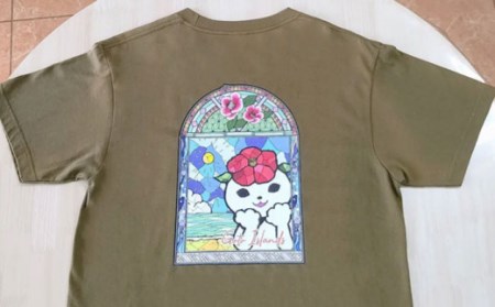 つばきねこステンドグラスTシャツ ゆるキャラ ご当地 猫 グッズ ファッション 五島市/stationery 光洋社 [PDF001]