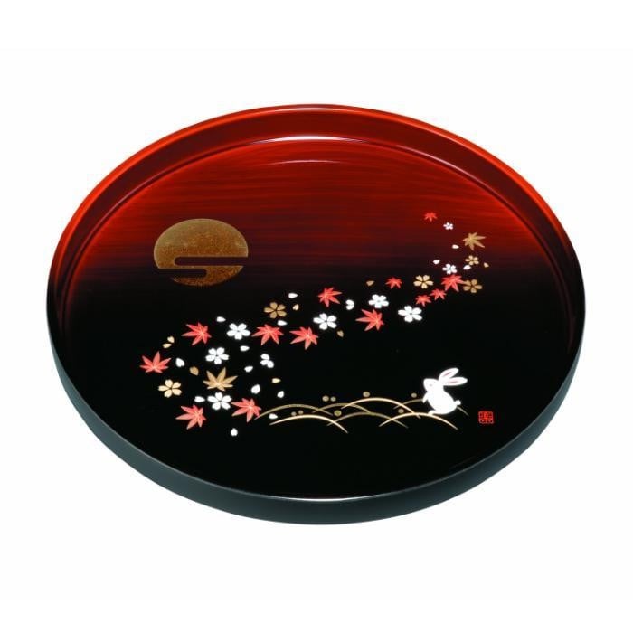 
            丸盆 30cm 杢漆分け 春秋月うさぎ ［YG467］
          