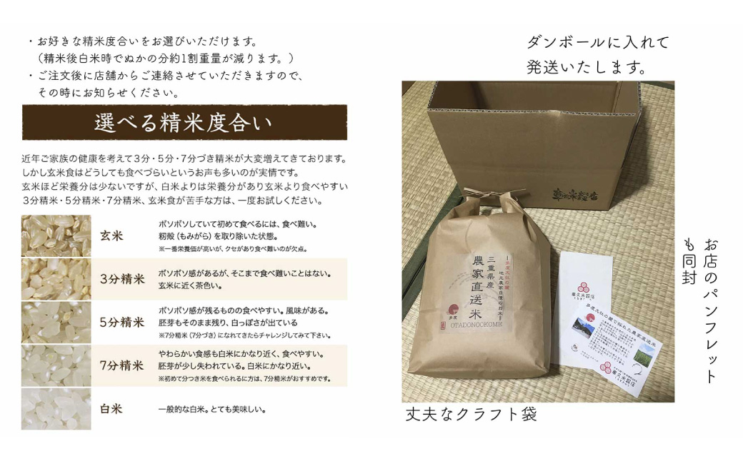 車久米穀販売　多度大社の麓で採れた農家直送米　玄米10kg 【選べる精米度合い】