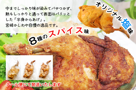 ＜半身からあげ3本セット(塩味×2本 スパイス味×1本)＞【 唐揚げ 鶏 とり 鶏肉 揚げ物 パーティー お祝い】翌月末迄に順次出荷