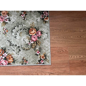 耐久性のある花柄抗菌カーペット 2帖 〈グリーン〉