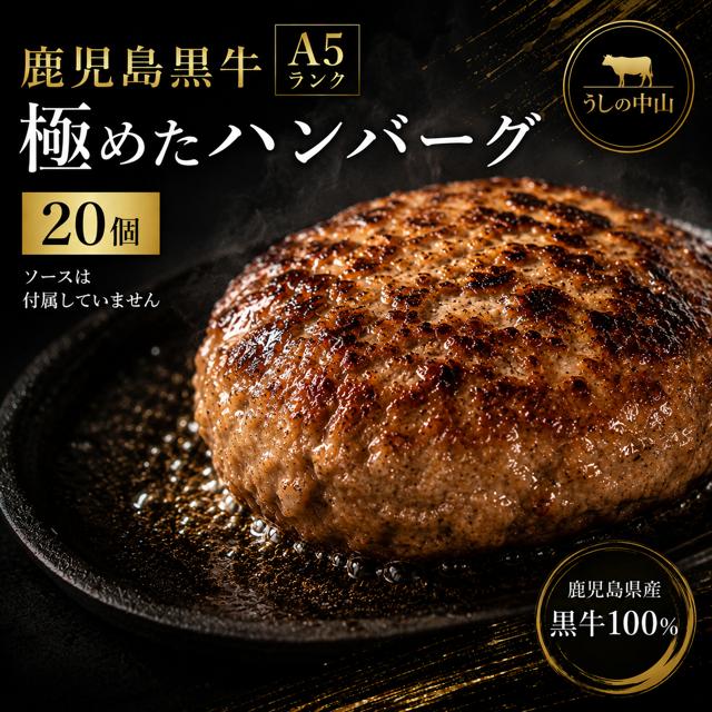 鹿児島県産『鹿児島黒牛A5ランク』　極めたハンバーグ20個【うしの中山】