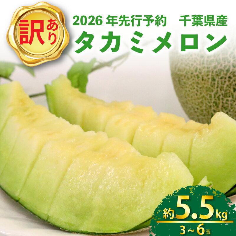 【ふるさと納税】 【 2026年 先行予約 】 訳あり タカミ メロン 約5.5kg 青肉 果物 くだもの フルーツ タカミメロン めろん meron 貴味メロン デザート おすすめ 高級 人気 旬 訳アリ 青果 贈り物 ギフト プレゼント 産地直送 送料無料 千葉県 旭市 向後メロン園