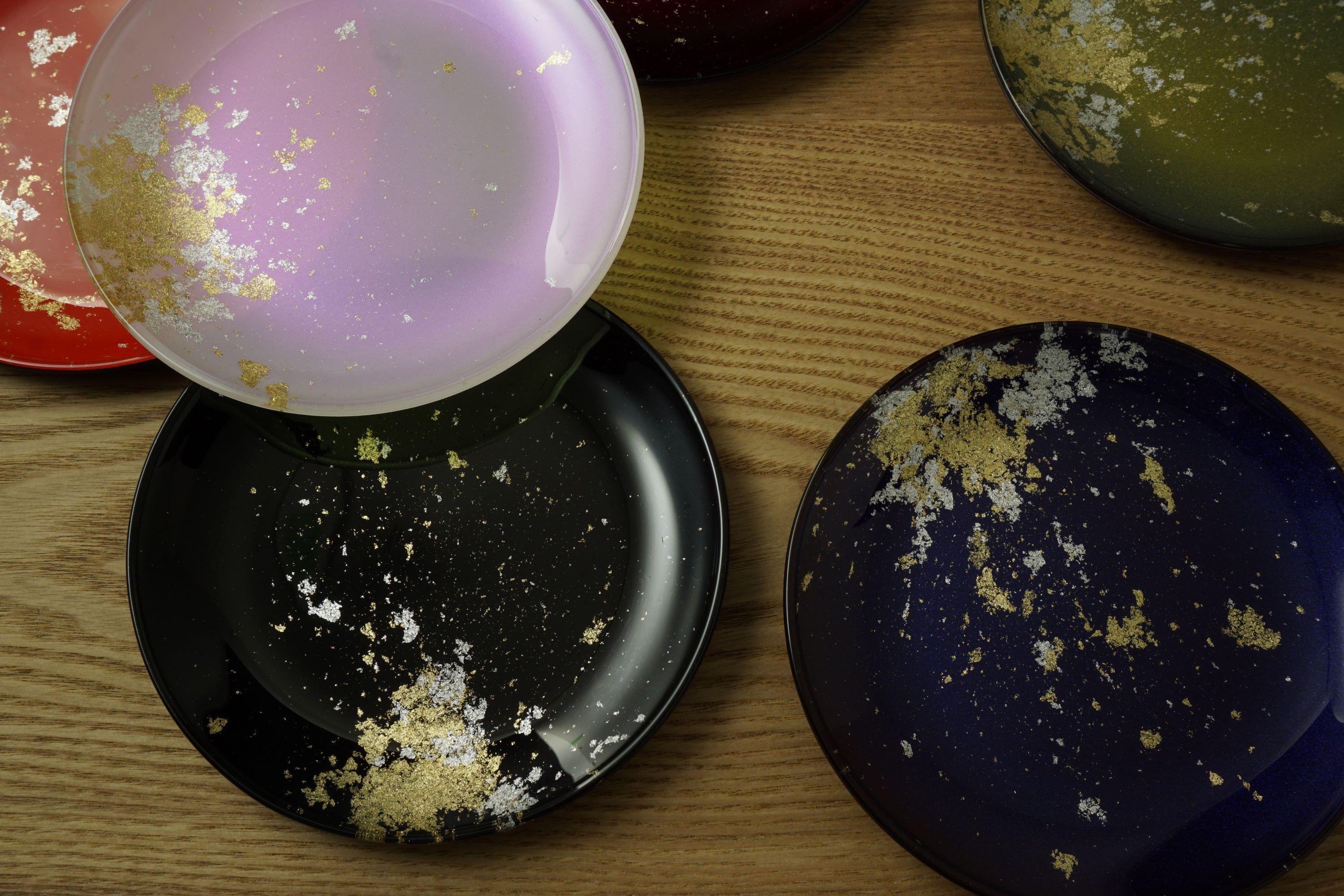 金銀箔ちらし丸小皿6枚セット