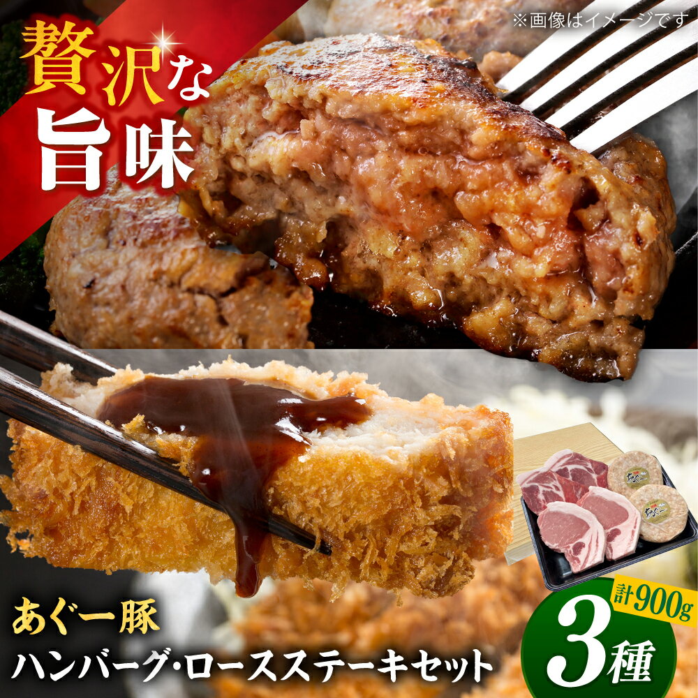 【ふるさと納税】沖縄県産 あぐー豚 ハンバーグ・ステーキセット 計900g 豚 ハンバーグ ステーキ肉 冷凍 ギフト お取り寄せ 母の日 父の日 沖縄市 / お肉屋本店 [BCAZ004] ハンバーグ 冷凍配送