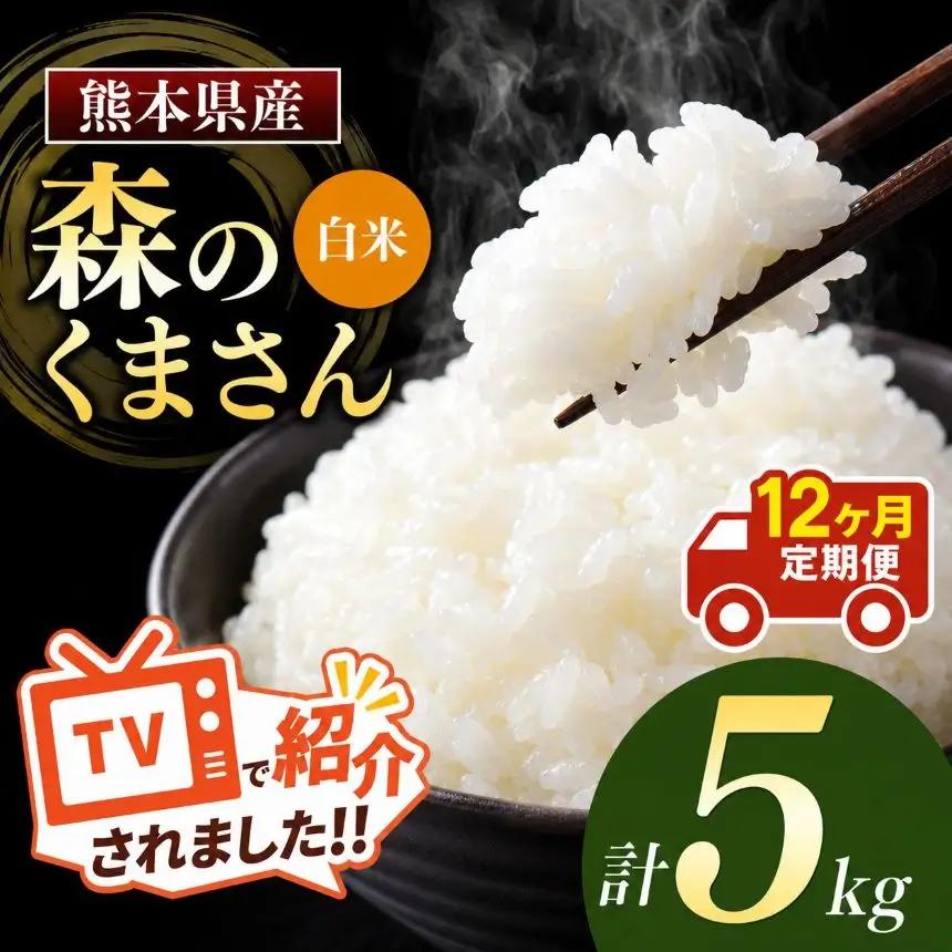 【定期便12回】令和7年産 熊本県産 森のくまさん 白米 5kg こめ 米