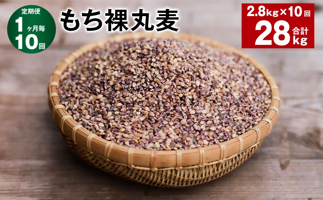 
【1ヶ月毎10回定期便】 もち裸丸麦 計28kg（2.8kg✕10回） 麦 もち麦 丸麦 雑穀 大麦
