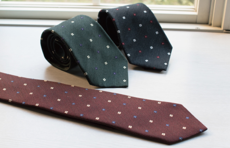 シルクネクタイ（花柄ドット ワインレッド） G3763_イメージ2