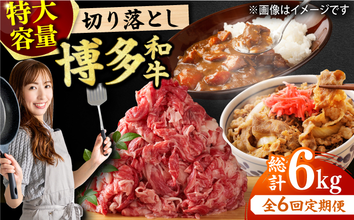 
【6回定期便】【たっぷり満腹】博多和牛 切り落とし 1000g（500g×2P） 肉 にく ニク お肉 牛肉 博多和牛 黒毛和牛 赤身 薄切り 切り落とし 肩 バラ 国産 カレー 牛丼 肉じゃが 福岡 化粧箱入り 冷凍 1kg 広川町/株式会社MEAT PLUS [AFBO079]
