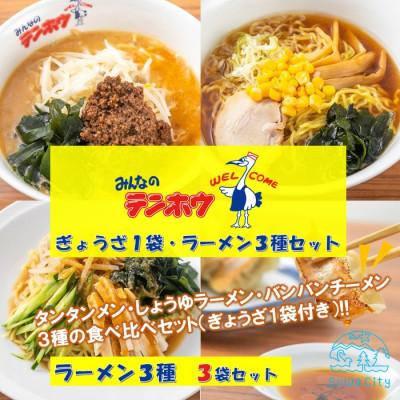 ふるさと納税 諏訪市 テンホウぎょうざ1袋・ラーメン3種×3袋セット【タンタンメン・しょうゆラーメン・バンバンチーメン】