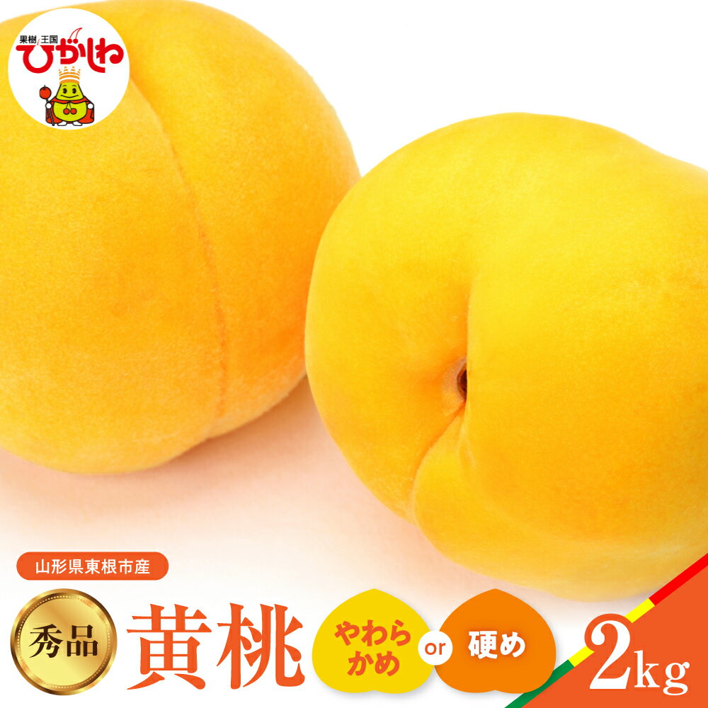【ふるさと納税】【 2026年産 先行予約 】 黄桃 品種おまかせ 秀品 2kg (硬め/やわらかめ) | 桃 もも モモ ピーチ フルーツ 果物 くだもの 箱入り 化粧箱 期間限定 大容量 冷蔵配送 先行予約 取り寄せ グルメ ご当地 特産 産地 直送 送料無料 東北 山形県 東根市