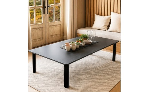 座卓 折りたたみ 110×90 完成品 大川家具 長方形 4人 6人 ダイニングテーブル センターテーブル ローテーブル （アルベル/TJ887KT74/フチ黒色/角R10/木製無垢材黒色折れ脚） 和モダン 和室 洋室 長机 リビング学習机 座卓テーブル 折り畳み 福岡県大川市