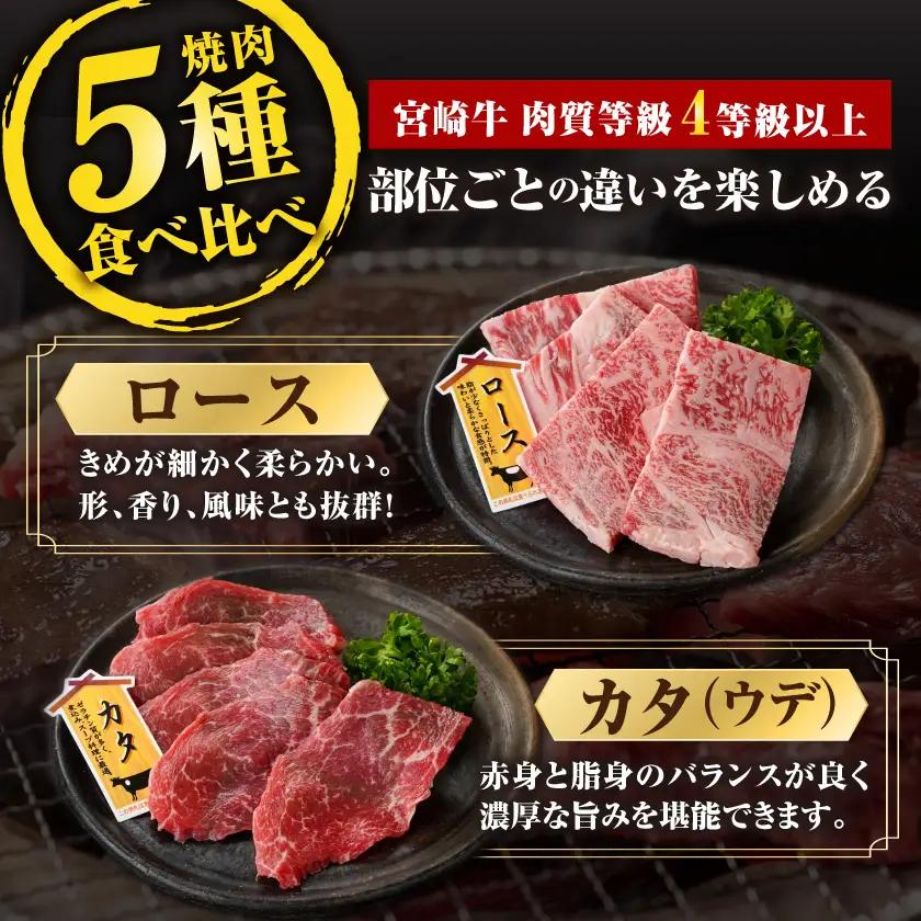 宮崎牛バラエティ焼肉セット1kg〔22-89-004-1kg〕_(都城市) 宮崎県産 宮崎牛 ロース ウデ バラ 肩ロース モモ バラエティセット 食べ比べ 霜降り コク 旨み 和牛 牛肉 肉 霜降り
