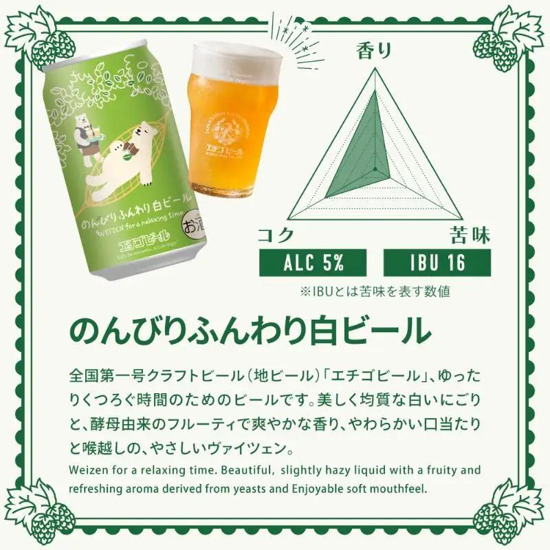 【3か月定期便】クラフトビール エチゴビール のんびりふんわり 白ビール 350ml 缶 12本 地ビール ビール 全国第一号クラフトビール 12缶 お酒 酒 お取り寄せ 人気 新潟
