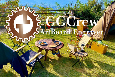 【ウォルナット】サイドテーブル シグナム（1台）（幅 430mm×奥行 430mm×高さ 380mm）机 テーブル 彫刻 キャンプ 軽量 天然木【GGCrew】【93-2【1】】